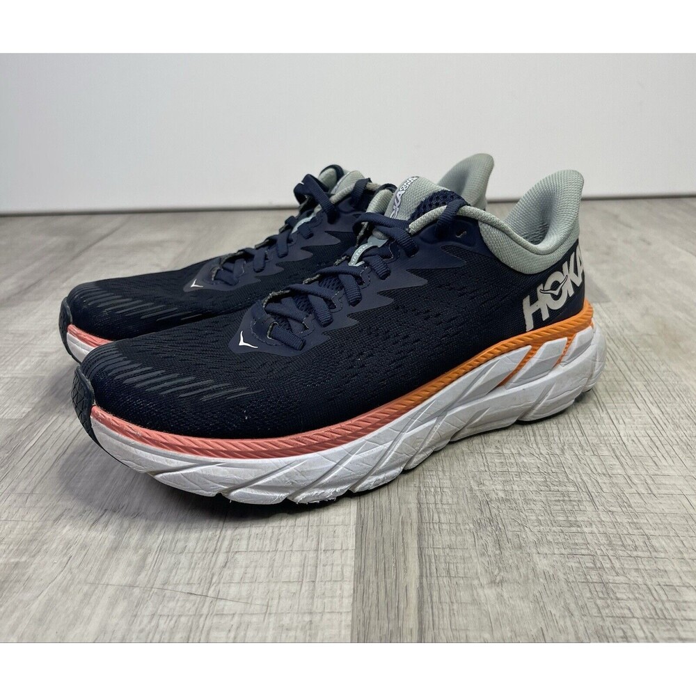 Hoka Shoes Womens 8 Pink Clifton 7 Running Athletic Walking Sneakers Trainers F